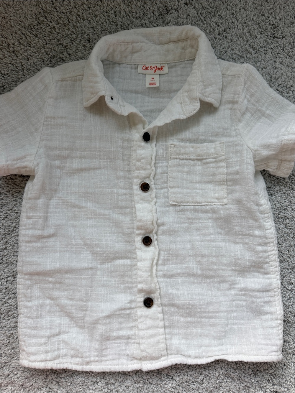 Cat & Jack Cream Short-Sleeve Button Down Shirt for Kids
